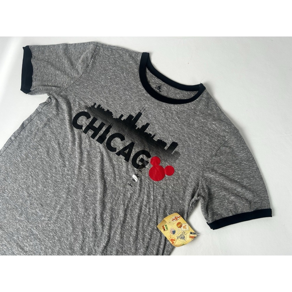 NWT Disney Store CHICAGO Gray Tee T-Shirt Top‎ Adult Women's Size L Large